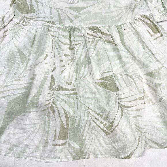 Cynthia Rowley Green Linen Blend Kaftan Midi Dress Cover Up Tropical Beach Small - Picture 7 of 10